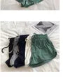Drawstring Waist Plain Ribbed Wide Leg Sweat Shorts