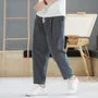 Drawstring Waist Plain Cropped Baggy Pants