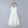 Spaghetti Strap V-Neck Lace Midi A-Line Dress
