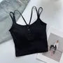 Spaghetti Strap Scoop Neck Henley Cropped Cami Top