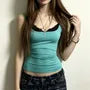 Spaghetti Strap V-Neck Plain Crop Camisole Top