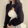 Round Neck Asymmetrical Knit Shrug