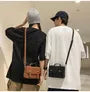 Plain Faux Leather Satchel Crossbody Bag