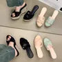 Platform Wedge Faux Leather Slide Sandals