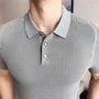 Short Sleeve Plain Waffle Knit Polo Top