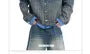 Layered Collar Washed Mock Two Piece Panel Button Denim Jacket / Mid Rise Wide Leg Jeans