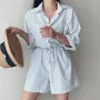 Long-Sleeve Henley Striped Pocket Front Romper