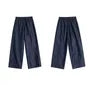 Maternity Drawstring Waist Cropped Wide Leg Jeans