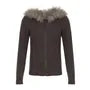 Long Sleeve Plain Cable-Knit Fluffy Hooded Zip-Up Cardigan
