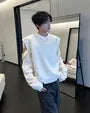 Detachable Sleeve Crew Neck Plain Studded Chain Sweatshirt
