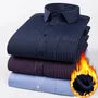 Long Sleeve Collared Striped Fleece Lined Button Shirt