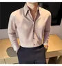 Long-Sleeve Collared Plain Button Up Shirt