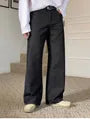 Unwashed Straight-Cut Loose Jeans