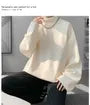 Long-Sleeve Mock Neck Plain Fleece-Lined T-Shirt