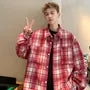 Long-Sleeve Plaid Pocket Detail Oversized Shirt