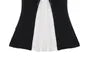 Short Sleeve Square-Neck Color-Block Ruffled-Trim A-Line Top