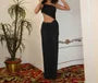 Sleeveless One Shoulder Plain Cutout Bodycon Maxi Dress