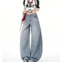 Mid Rise Washed Barrel Leg Baggy Jeans