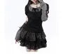 Short-Sleeve Dotted Panel Top / Plaid Mini Tiered Skirt / Arm Sleeves / Short-Sleeve Mini A-Line Dress