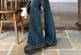 High Waist Washed Flared Jeans