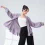 Long-Sleeve Lace Plain Dance Button Blouse