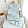 Couple Matching Pajama Set: Short-Sleeve Checkerboard Top + Shorts (Various Designs)