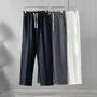 Drawstring Waist Plain Cropped Straight Leg Suit Pants