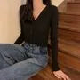 V-Neck Plain Cropped Cardigan