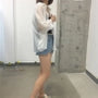 Long-Sleeve Collar Oversized Sheer Shirt
