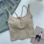 Spaghetti Strap Scoop Neck Henley Cropped Cami Top