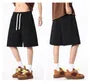 Drawstring Waist Plain Wide Leg Sweat Shorts