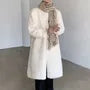 Stand Collar Plain Fluffy Button-Up Long Coat