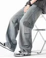 Drawstring Waist Washed Wide Leg Jeans
