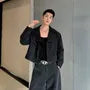 Collar Asymmetrical Washed Denim Button Jacket