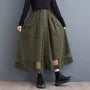 Elastic Waist Plain Large Pocket Zip Panel Mesh Midi A-Line Skirt