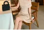 Short-Sleeve Off Shoulder Plain Mini A-Line Dress