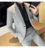 Set: Lapel Collar Plain Blazer + Tapered Dress Pants