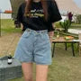 Mid Rise Wide Leg Denim Shorts