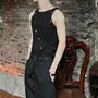 Round Neck Plain Panel Button Tank Top