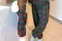 Couple Matching Pajama Set: Long-Sleeve Lapel Collar Plaid Button-Up Top + Pants