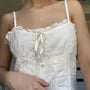 Embroidered Ribbon Plain Lace Slim-Fit Camisole Top