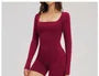 Long Sleeve Square Neck Plain Romper