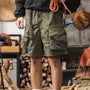 Mid Rise Plain Wide Leg Cargo Shorts