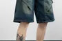 Mid Rise Washed Denim Wide Leg Jorts