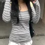 Long-Sleeve Scoop Neck Striped T-Shirt