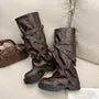 Faux Leather Buckled Strap Tall Boots
