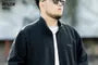 Plus Size Stand Collar Plain Zip Jacket