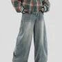 Mid Waist Washed Baggy Jeans