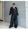 Set: One Buttoned Crop Blazer + High Waist Wide Leg Dress Pants