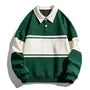 Long-Sleeve Striped Polo-Neck Sweatshirt